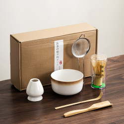 日式抹茶茶具套裝4件套百本立茶筅立茶撥抹茶碗禮盒
