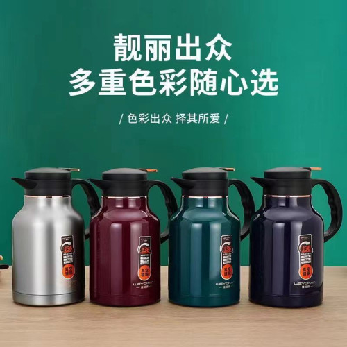 304不鏽鋼雙層保溫壺家用酒店飯店禮品熱水壺按壓式保溫壺