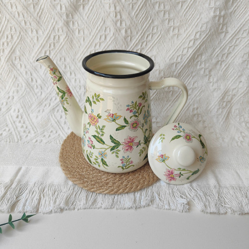 加厚搪瓷手沖咖啡壺油壺茶壺廚房煮開水泡茶壺泡功夫茶電磁爐瓦斯