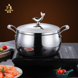 無塗層18/10不鏽鋼湯鍋家用加厚蒸煮雙耳煲湯鍋燉鍋電磁爐通用