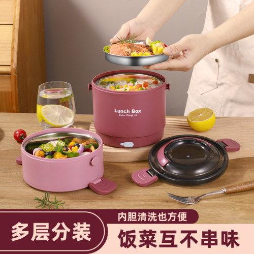 304注水加熱保溫飯盒上班學生USB插電式保溫便當盒圓形提鍋廠