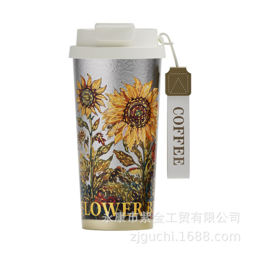 新款純鈦保溫吸管杯女輕奢高級感可攜式保冷杯高顔值車用咖啡杯