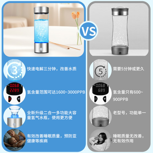 第5代水杯水素水電解SPE氫氧分離負離子養生智能富氫水杯