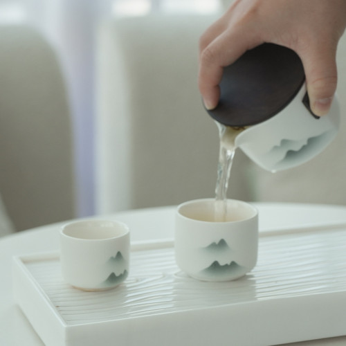 新款國潮一壺兩杯磨砂旅行茶具快客杯陶瓷可攜式茶具簡約泡茶壺禮盒