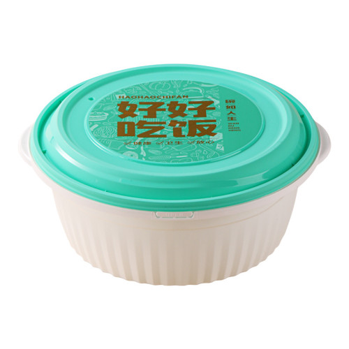 山盒美一次性餐盒防盜鎖扣圓形外賣打包盒酸菜魚小龍蝦圓碗快餐盒