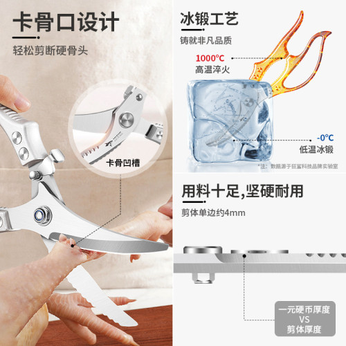 狂鯊鋒利多功能廚房強力雞骨剪 DJJ501 皓月雞骨剪