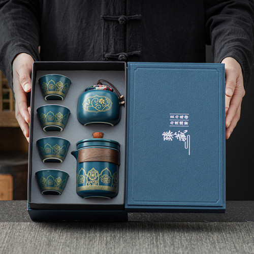功夫茶具家用簡約旅行小套裝泡茶壺陶瓷茶杯節慶商務禮品
