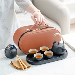 戶外旅行茶具套裝可攜式功夫茶具提梁茶壺創意商務禮品伴手禮
