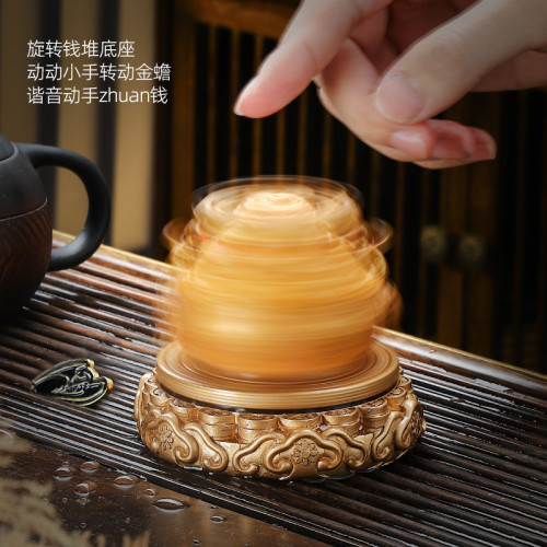 時來運轉茶玩招財金蟾旋轉茶寵可養變色茶具擺件精品高溫茶台茶盤