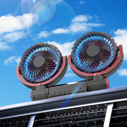 車閃F7201 車用雙頭風扇 可折曡可轉向USB口創意車內車用汽車用品