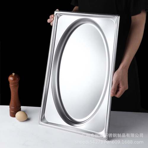 不鏽鋼食物盆食堂打菜盆自助餐盆保溫台糕點擺放展示盆明檔菜盆
