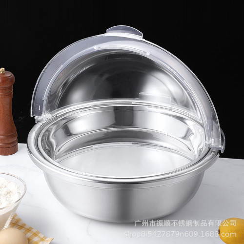 不鏽鋼食物盆食堂打菜盆自助餐盆保溫台糕點擺放展示盆明檔菜盆