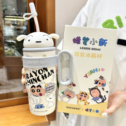 蠟筆小新大手柄水杯316不鏽鋼兒童保溫杯新款可愛大容量吸管杯子