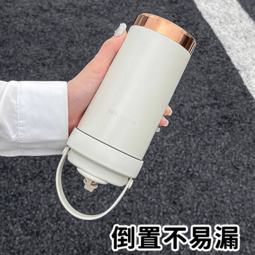 大容量雙飲陶瓷內膽保溫杯女生可攜式辦公室咖啡杯戶外隨行水壺