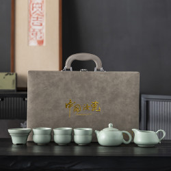汝窰茶具套裝家用辦公泡茶壺4S店禮品年會商務禮品伴手禮