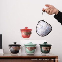 故宮風旅行收納小套裝旅行快客杯茶具可攜式小套裝商務禮品伴手禮