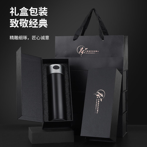 高顔值一鍵開蓋316不鏽鋼保溫杯車用商務智能顯溫茶水分離速開杯
