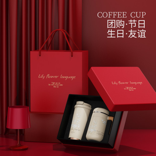 新款316不鏽鋼保溫杯咖啡杯辦公杯禮盒裝高級商務伴手禮水杯