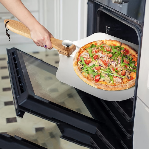 披薩鏟折曡披薩刀蛋糕轉移鏟Pizza翻轉烘焙工具12/14寸鋁鏟可拆卸