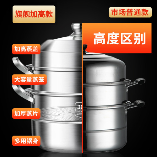 304不鏽鋼蒸鍋蒸籠多層家用籠屜蒸煮燉電磁爐瓦斯爐專用
