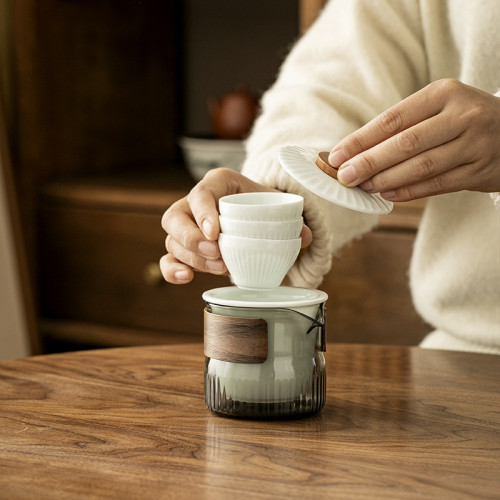念雲居戶外旅行泡茶釉黃快客杯泡茶一壺三杯旅行茶具套裝可攜式茶杯