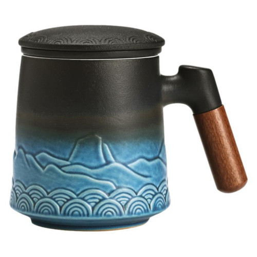 定手繪山水畫江山品茗杯千里功夫茶杯主人杯伴手禮禮盒裝三色
