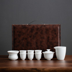 德化白瓷功夫茶具家用蓋碗泡茶套裝伴手禮陶瓷茶具套裝