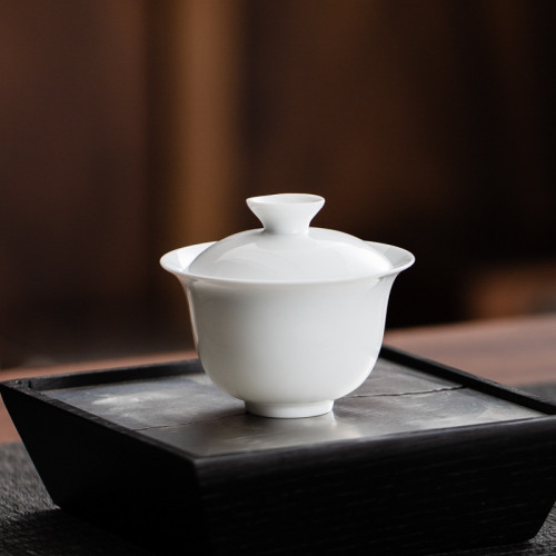 德化白瓷功夫茶具家用蓋碗泡茶套裝伴手禮陶瓷茶具套裝