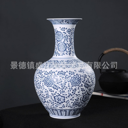 景德鎮青花瓷纏枝蓮花瓶陶瓷釉裡紅薄胎瓶家居書房辦公室裝飾擺件