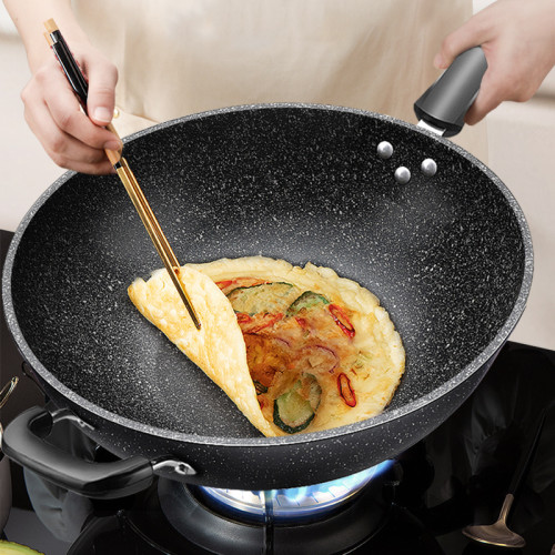 麥飯石不沾鍋套裝家用湯鍋煎鍋炒鍋三件套爐具通用鍋具套裝
