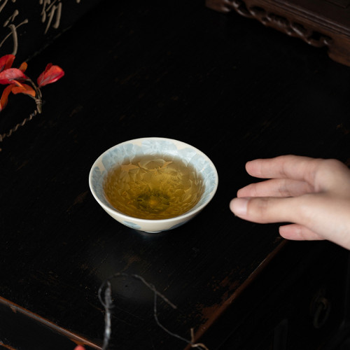 宋樸蘇敭爗大師結晶釉晶花主人杯品茗杯窰變斗笠杯個人專用禮盒裝