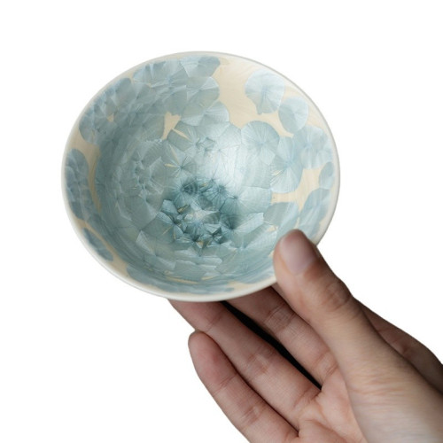 宋樸蘇敭爗大師結晶釉晶花主人杯品茗杯窰變斗笠杯個人專用禮盒裝