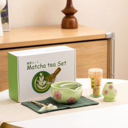 日式抹茶茶具套裝4件套7件套禮盒抹茶碗百本立茶筅陶瓷花型