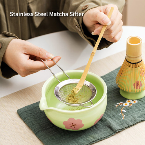 日式抹茶茶具套裝4件套7件套禮盒抹茶碗百本立茶筅陶瓷花型