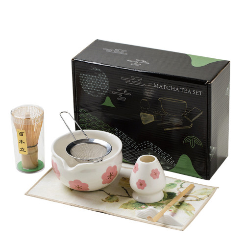 日式抹茶茶具套裝7件套彩盒高檔爆款陶瓷茶筅