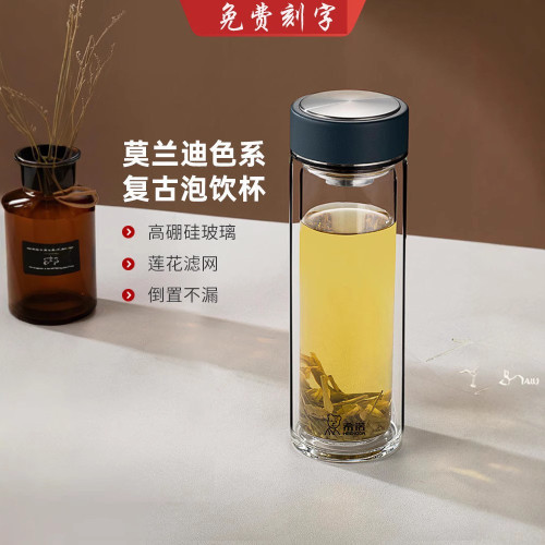 希諾雙層玻璃杯禮盒裝男女士商務泡茶杯耐高溫大容量隔熱防燙水杯