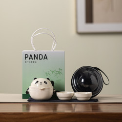 熊貓旅行茶具國潮文創一壺三杯陶瓷可攜式戶外隨身泡茶快客杯伴手禮