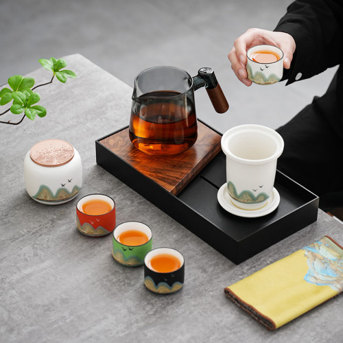 高級旅行茶具千里江山文創禮盒套裝茶壺茶杯功夫茶具節日禮品禮物