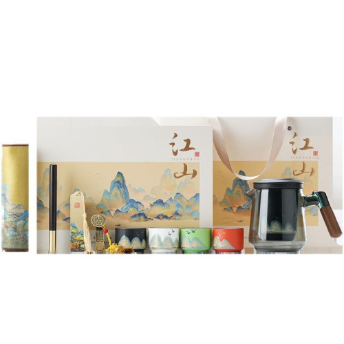 高級旅行茶具千里江山文創禮盒套裝茶壺茶杯功夫茶具節日禮品禮物