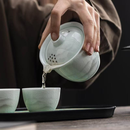 黑陶吸水壺承國潮家用速乾茶承小型乾泡台茶盤茶托盤功夫茶具配件