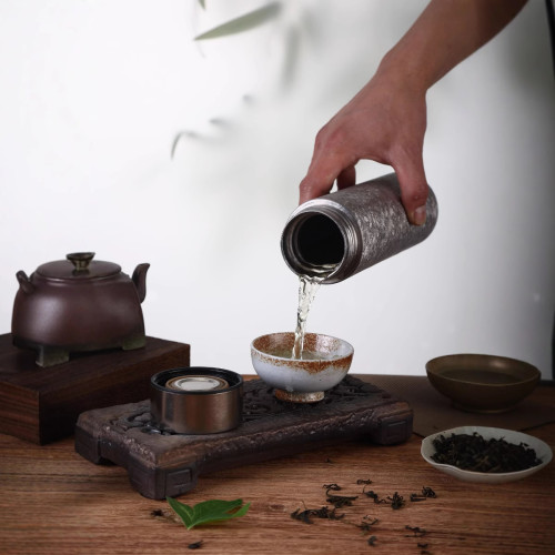 新款純鈦全鈦保溫杯男女可攜式茶水分離杯禮盒車用商務禮品養生鈦杯