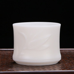 素燒竹節款品茗杯陶瓷茶杯白瓷茶杯子