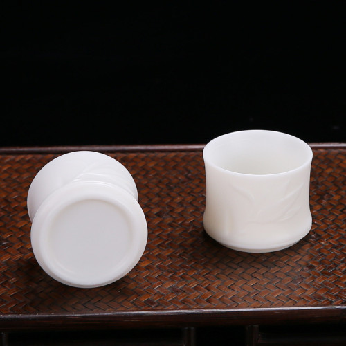 素燒竹節款品茗杯陶瓷茶杯白瓷茶杯子