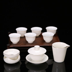 薄胎防燙描金陶瓷蓋碗茶杯子整套功夫茶具禮盒裝