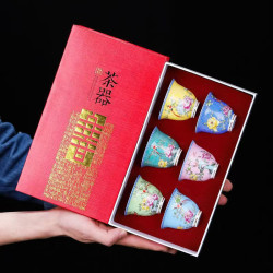 宮廷風琺瑯彩茶具茶杯陶瓷茶碗粉彩萬花扒花品茗杯主人杯功夫茶杯