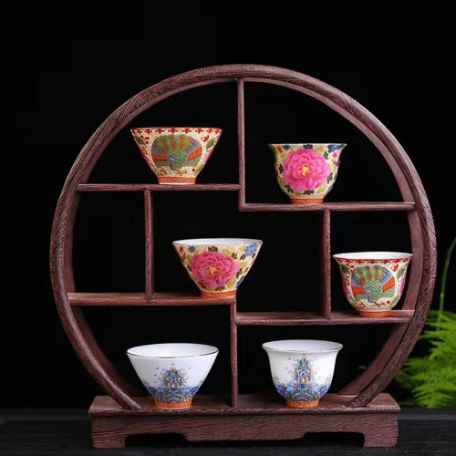 宮廷風琺瑯彩茶具茶杯陶瓷茶碗粉彩萬花扒花品茗杯主人杯功夫茶杯