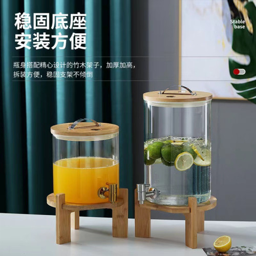 大容量玻璃冷水壺帶龍頭酵素桶可樂冷飲涼水壺耐高溫網紅冷水桶