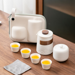 陶瓷旅行可攜式茶具套裝一壺四杯露營戶外一人飲商務伴手禮品可