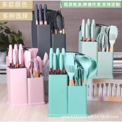 矽膠廚具19件套鍋鏟湯勺刀具組合套裝廚具收納桶廚房用品
