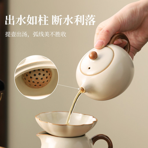汝窰功夫茶具套裝家用2025新款辦公室喝茶泡茶蓋碗茶壺茶杯子套裝